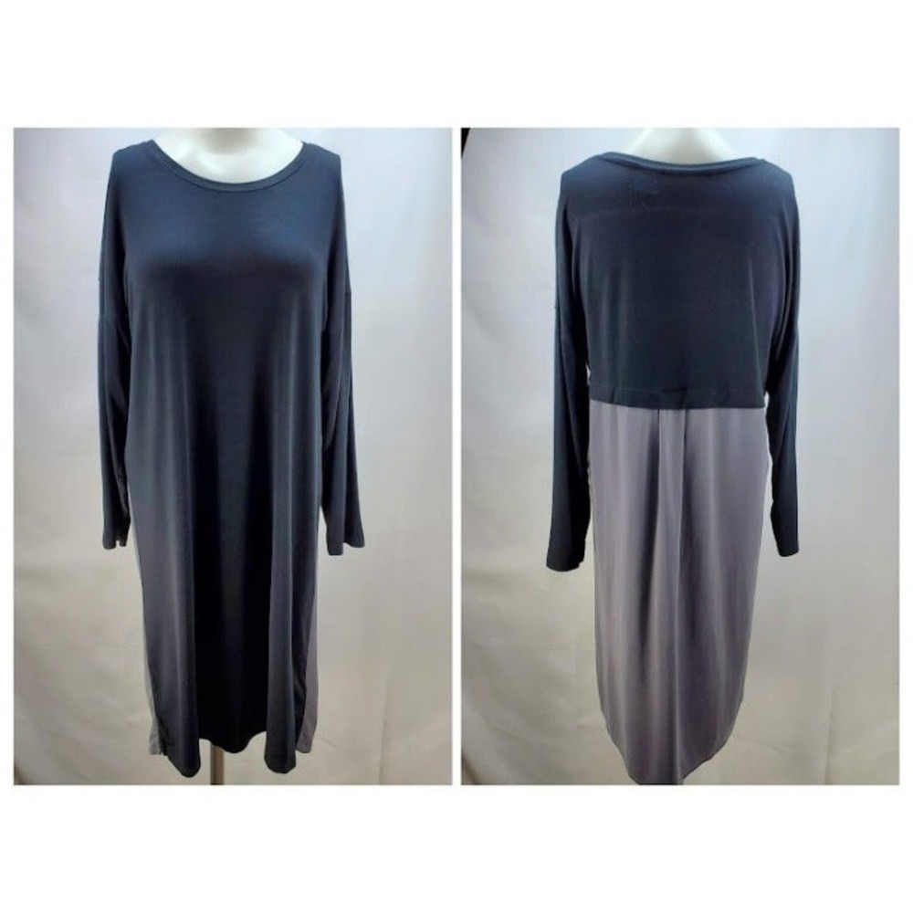 Mercer & Madison Colorblock Black & Grey Long Sleeve Dress M